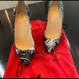 Christian Louboutin Black and White Graffiti Pumps